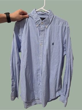 Ralph Lauren Light Blue Gingham Button-Down Shirt
